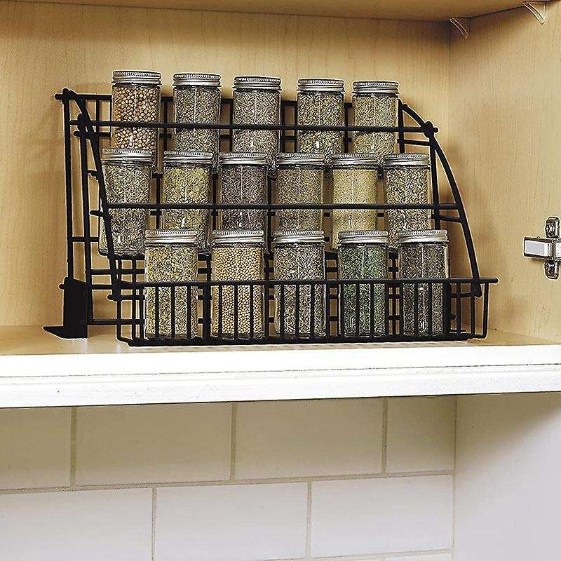 Metal 3-tier Pull Down Spice Rack - Retractable Capacity Shelf Organizer for Cabinet A