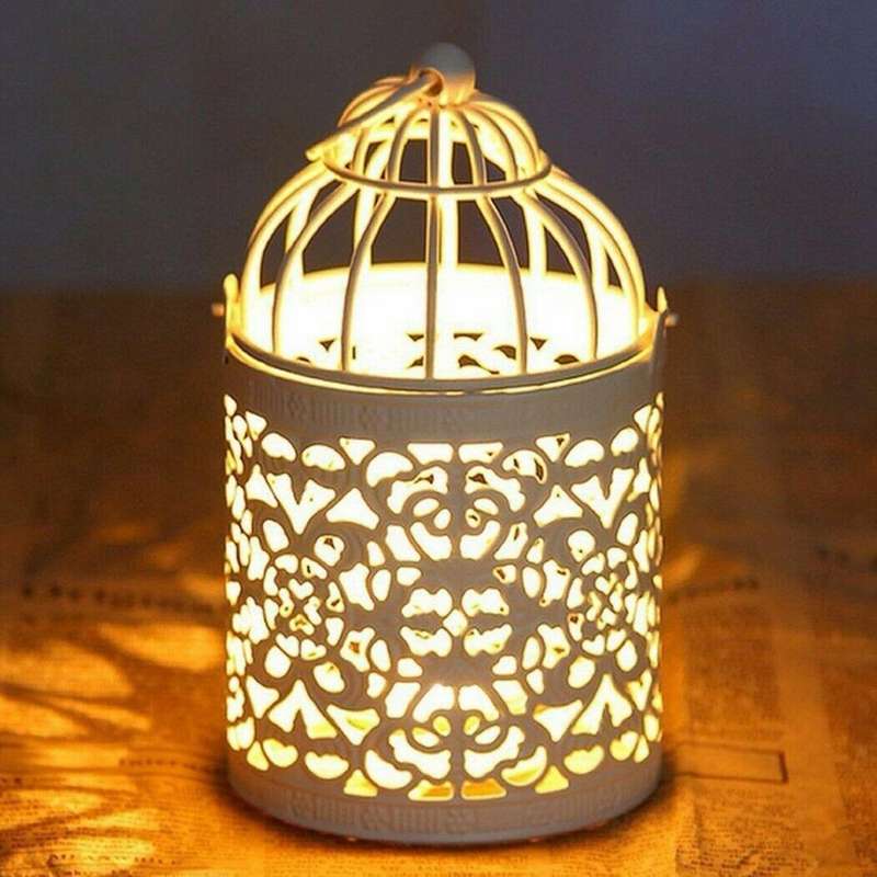 Metal Candle Holder Hanging Lanterns Birdcage Candlestick Home Decor
