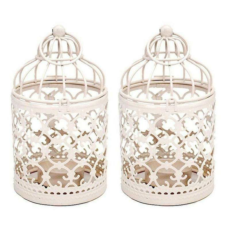 Metal Candle Holder Hanging Lanterns Birdcage Candlestick Home Decor