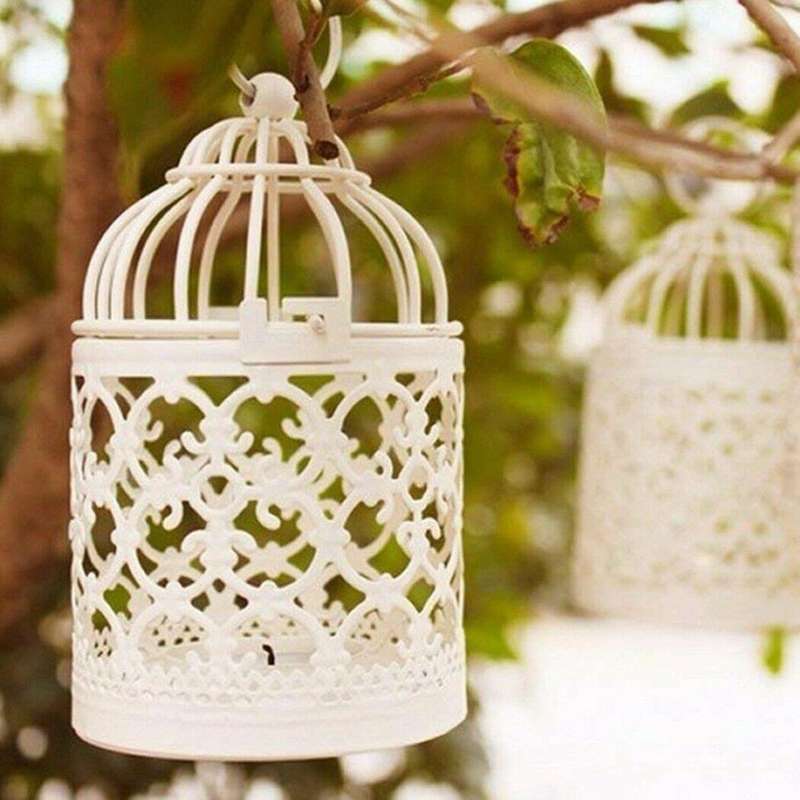Metal Candle Holder Hanging Lanterns Birdcage Candlestick Home Decor