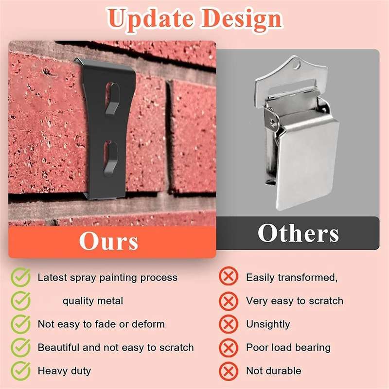 Metal Brick Clip Hooks No Drill Wall Brick Coat Hanger, Outdoor Brick Hanging Clip Hook