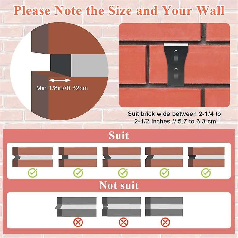 Metal Brick Clip Hooks No Drill Wall Brick Coat Hanger, Outdoor Brick Hanging Clip Hook