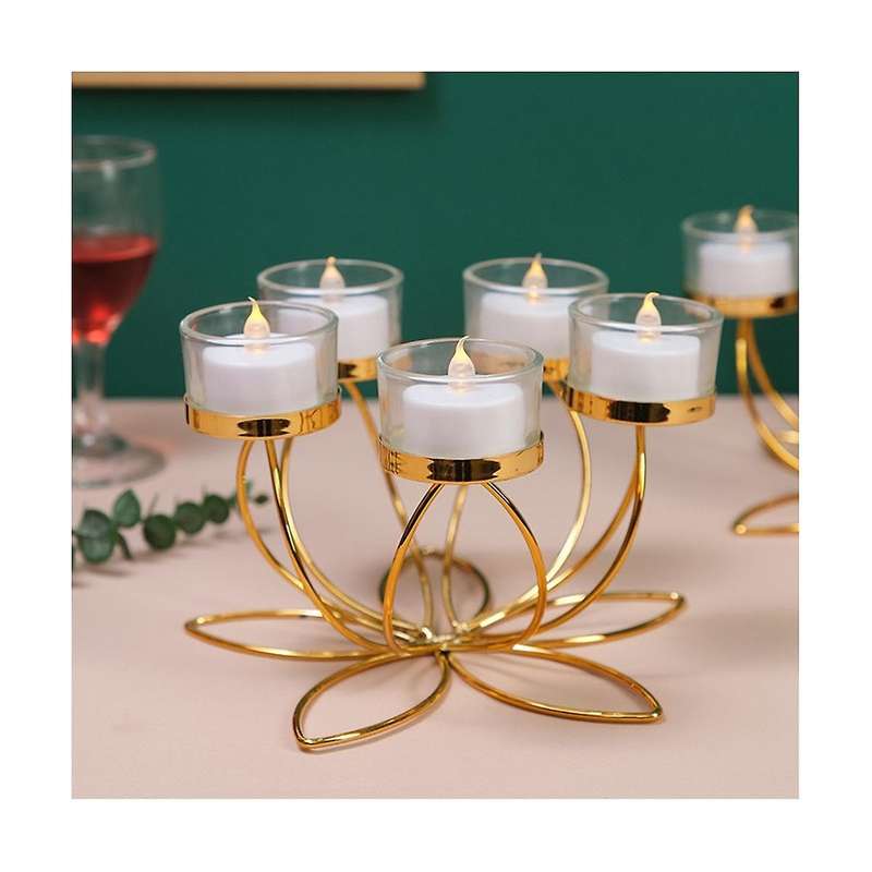 Metal Candlestick Holder for Romantic Candlelight Dinner Props Modern Table Decoration Retro Style B
