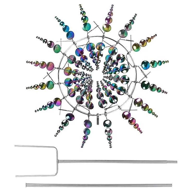 Metal Colorful Garden Rotating Windmill Ornament Crafts Wind Chime Garden Yard Outdoor Decoration Co