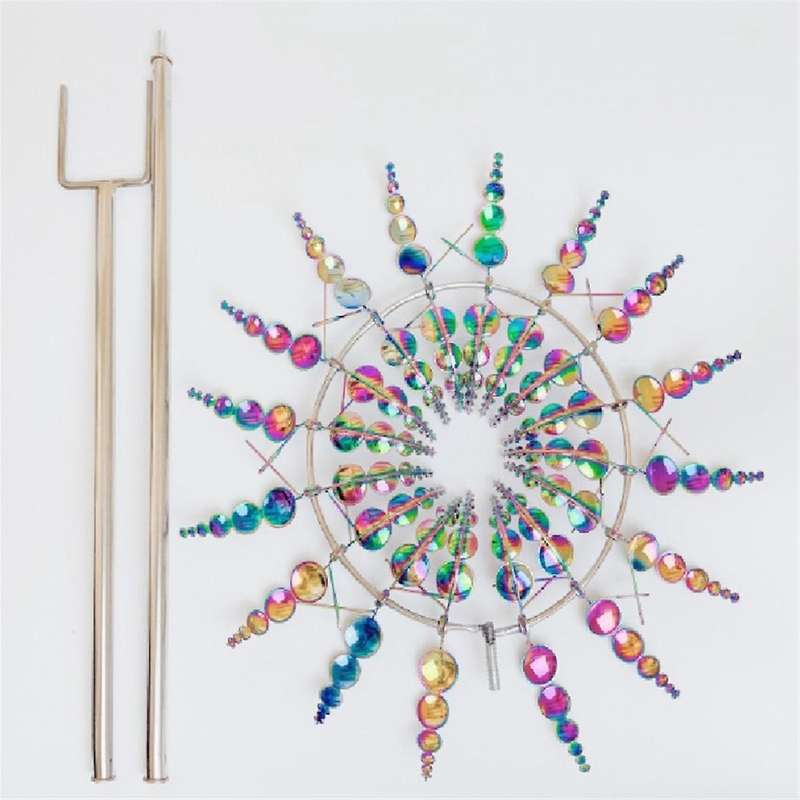 Metal Colorful Garden Rotating Windmill Ornament Crafts Wind Chime Garden Yard Outdoor Decoration Co