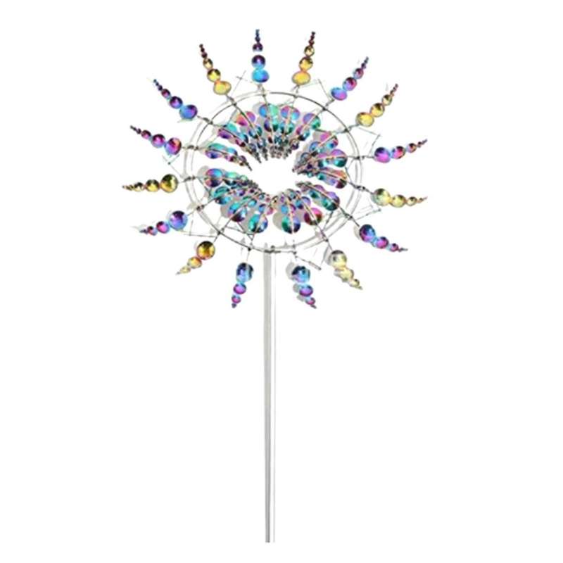 Metal Colorful Garden Rotating Windmill Ornament Crafts Wind Chime Garden Yard Outdoor Decoration Co