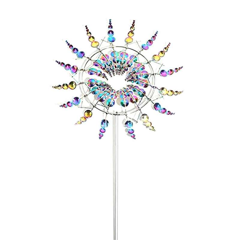 Metal Colorful Garden Rotating Windmill Ornament Crafts Wind Chime Garden Yard Outdoor Decoration Co
