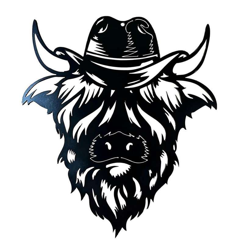 Metal Cow Wall Sign Cow Head Outdoor Decor Garden Fence Decoration Metal Decorative Front Door Hangi