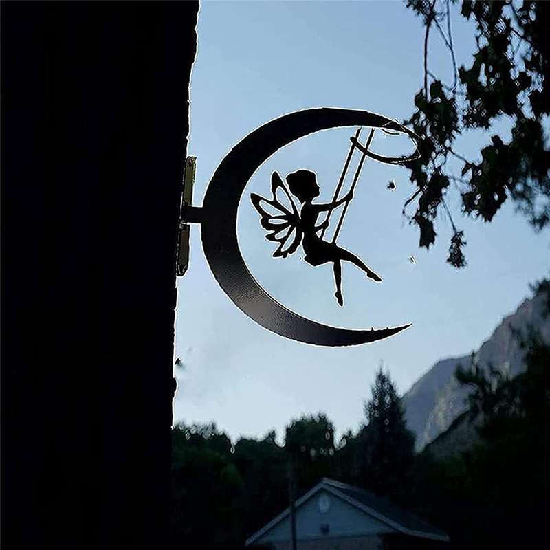 Metal Fairy with Key Garden Decoration Elf Stake for Outdoor Fairy Garden Ornament Tree Decor