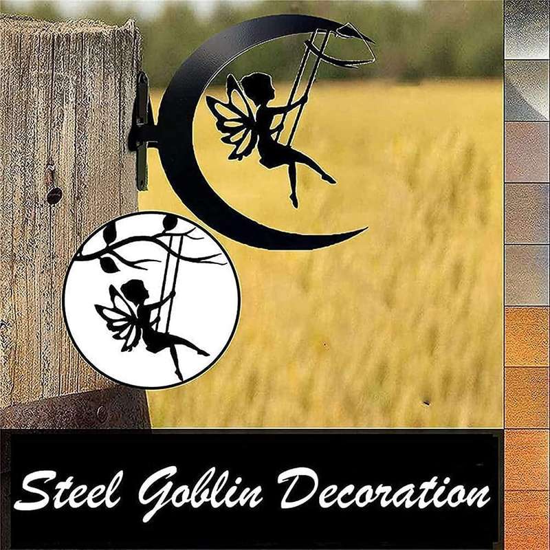 Metal Fairy with Key Garden Decoration Elf Stake for Outdoor Fairy Garden Ornament Tree Decor