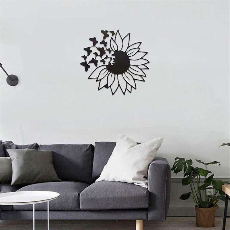 Metal Flowers Wall Art Metal 3D Butterfly Sunflower Wall Decoration Garden Metal Wall