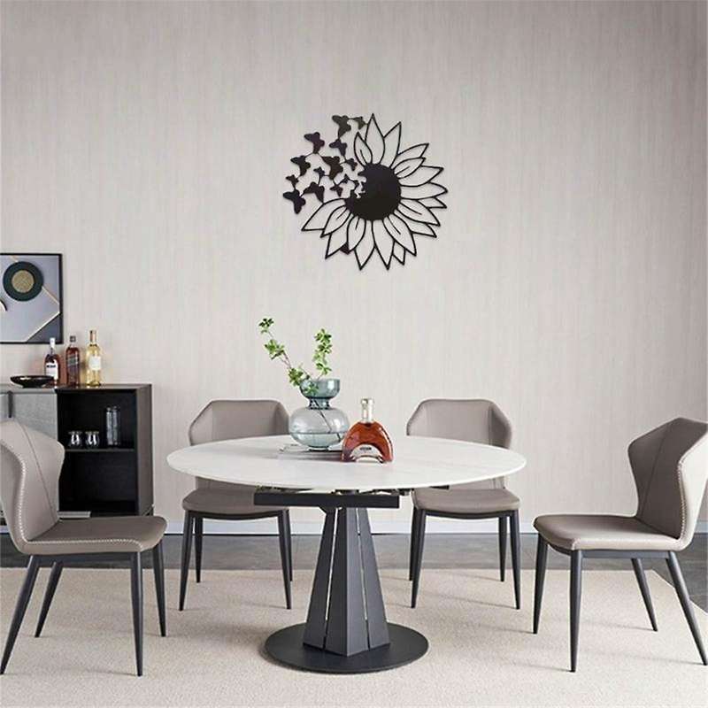 Metal Flowers Wall Art Metal 3D Butterfly Sunflower Wall Decoration Garden Metal Wall