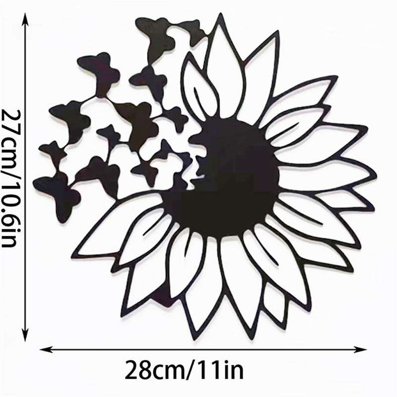 Metal Flowers Wall Art Metal 3D Butterfly Sunflower Wall Decoration Garden Metal Wall
