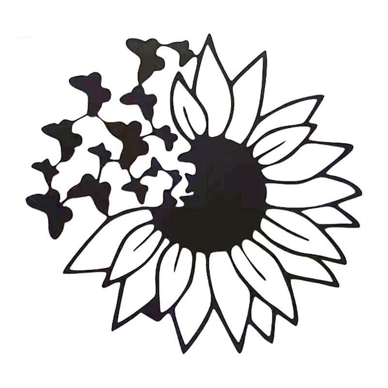 Metal Flowers Wall Art Metal 3D Butterfly Sunflower Wall Decoration Garden Metal Wall