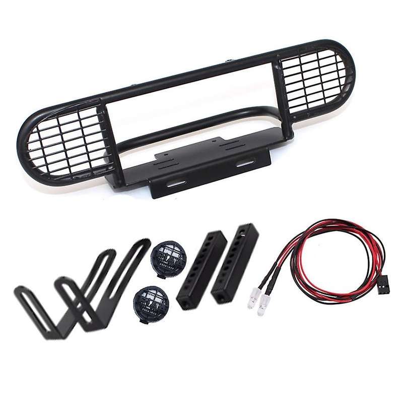 Metal Front Camel Trophy Bumper with Light for 1/10 RC Crawler Car TRX4 SCX10 Front Collision Bumper