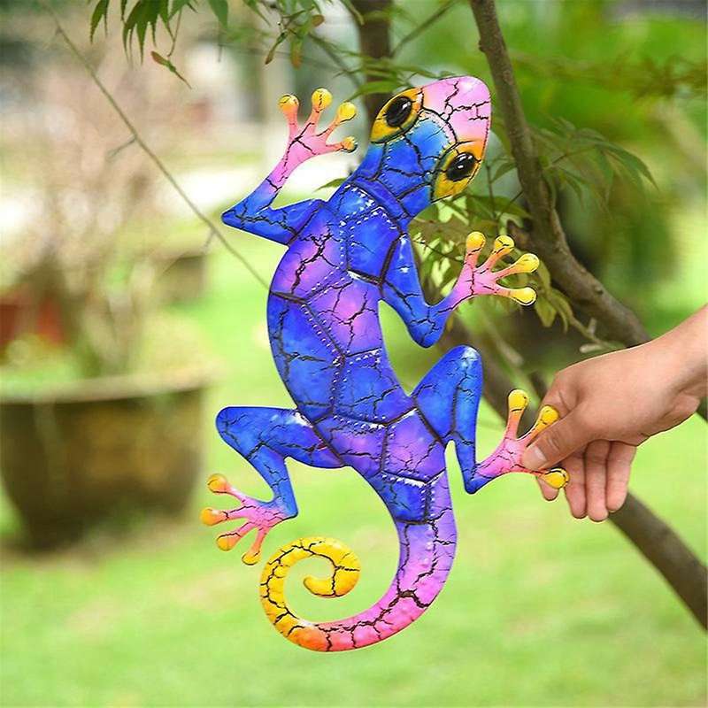 Metal Gecko Yard Garden Decoration for Outdoor Statues Home Garden Wall Decor Miniature Sculpture Li