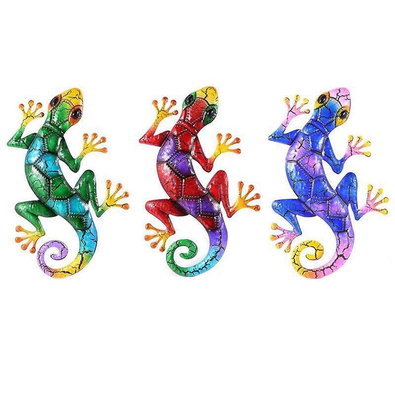 Metal Gecko Yard Garden Decoration for Outdoor Statues Home Garden Wall Decor Miniature Sculpture Li
