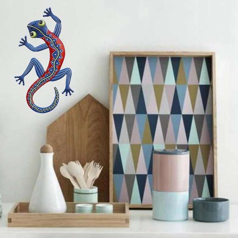 Metal Gecko Outdoor Sculpture Handmade Art Garden Yard Craft Statue Home Wall Decoration Fence Liza