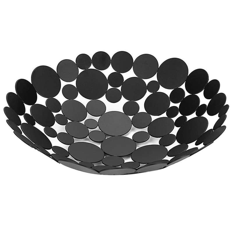 Metal Fruit Bowl Basket Table Centerpiece Fruit Stand Decorative Countertop Fruit Holder (Black)