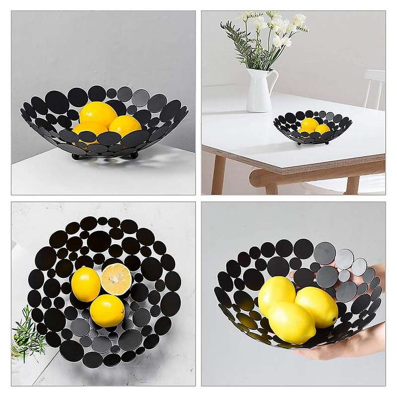 Metal Fruit Bowl Basket Table Centerpiece Fruit Stand Decorative Countertop Fruit Holder (Black)