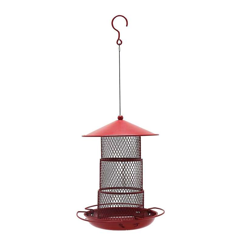 Metal Outdoor Bird Feeder Bird Food with Roof Container Courtyard Hanging Bird Feeder