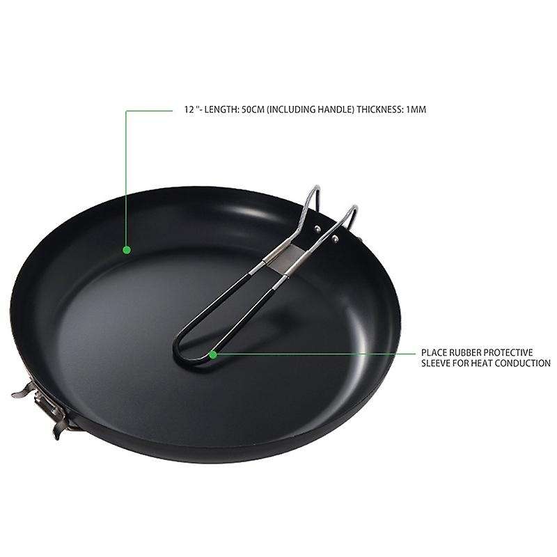 Metal Portable Frying Pan Picnic Camping Folding Pot Cookware Non Stick Pan 30cm for Camping Accesso