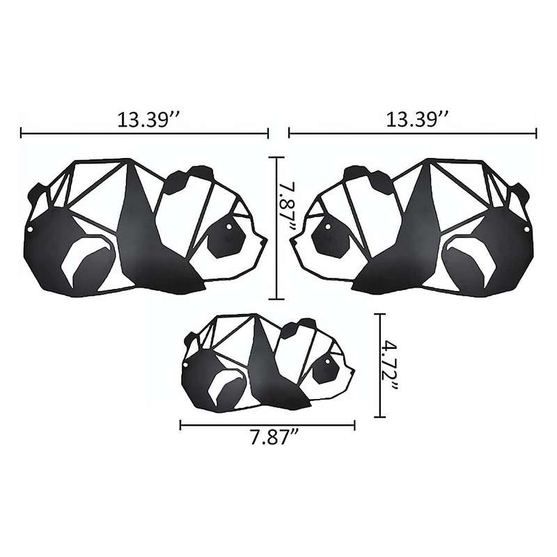 Metal Panda Wall Decoration Outdoor Wall Art Black Metal Wall Art Living Room Bathroom Bedroom