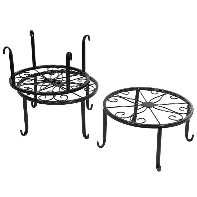 Metal Potted Plant Stand Floor Flower Pot Rack Decorative Pot Garden Container Round Supports Rack