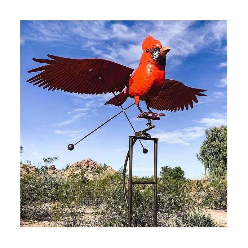 Metal Statue Garden Stake Decor, Life-like Eagle Sculpture Wind Spinner, Decorative Flapping Flying