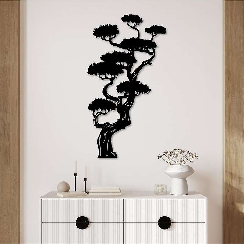 Metal Wall Art, Black Classic Tree Signs Wall Decor Metal Wall Signs for Any Room Hanging Wall Art