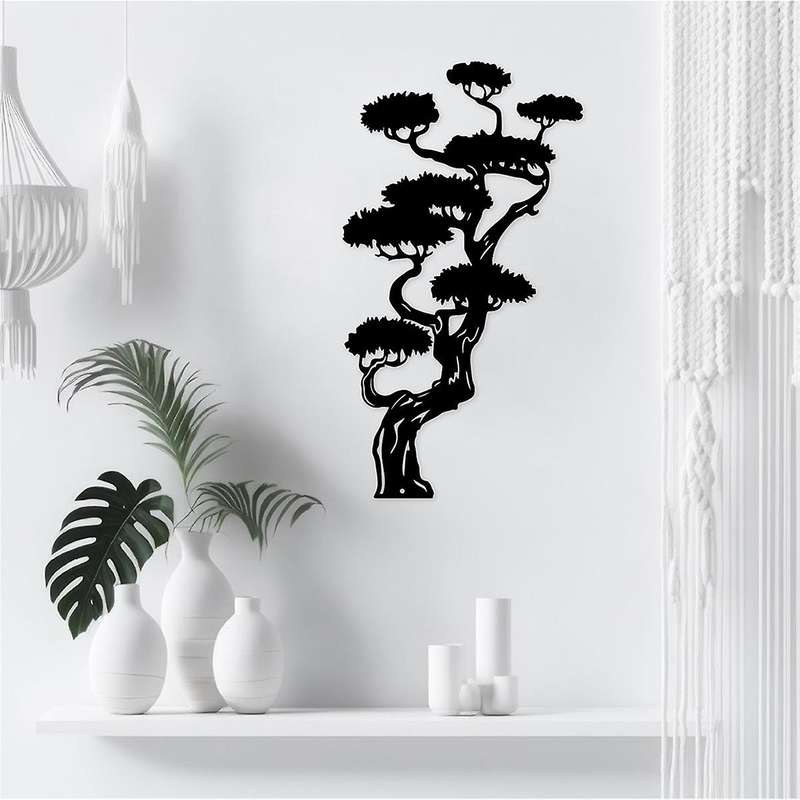 Metal Wall Art, Black Classic Tree Signs Wall Decor Metal Wall Signs for Any Room Hanging Wall Art