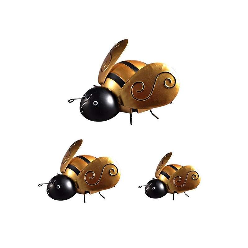 Metal Wall Art, Bees Wall Sculpture, Indoor Outdoor Bee Hanging Decor Restaurant Garden Yard