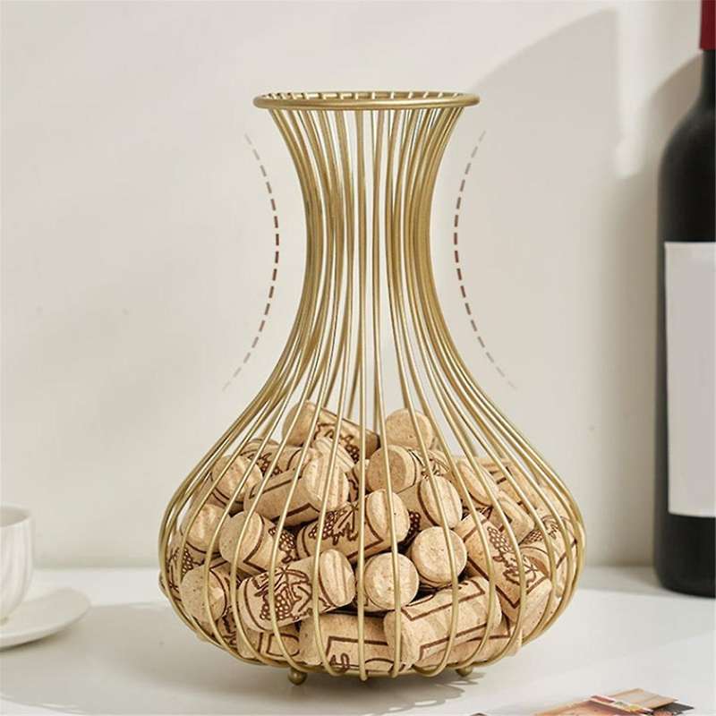 Metal Wine Cork Display Holder, Wine Stopper Collector, Decorative Free Standing Cork Storage Rack C
