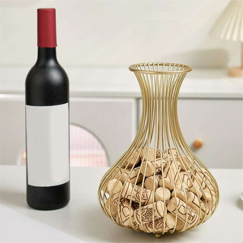 Metal Wine Cork Display Holder, Wine Stopper Collector, Decorative Free Standing Cork Storage Rack C