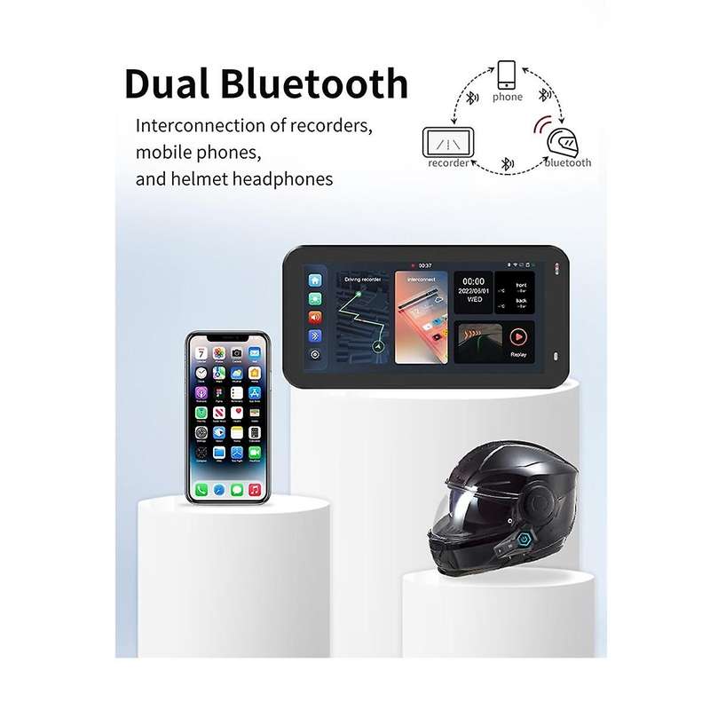 MG600 6.25inch Display Motorcycle Navigator GPS WiFi Wireless CarPlay Android Auto Screen Dual Camer
