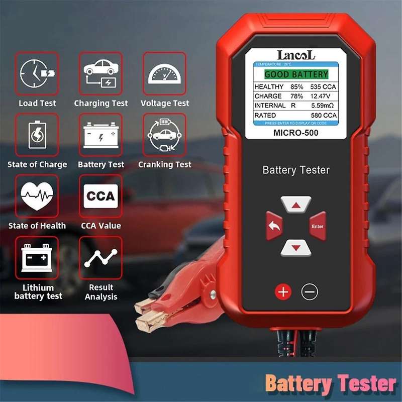 Micro-500 12v Car Battery Tester 40-3000 Lithium Battery Test Lead Acid Battery Analyzer Led Display