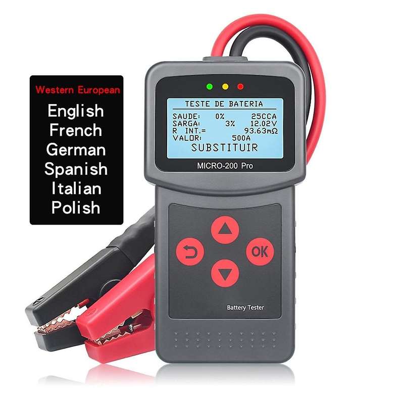 Micro-200 Pro Car Motorcycle Battery Tester 12/24v Multi-language Digital Battery System Analyzer fo