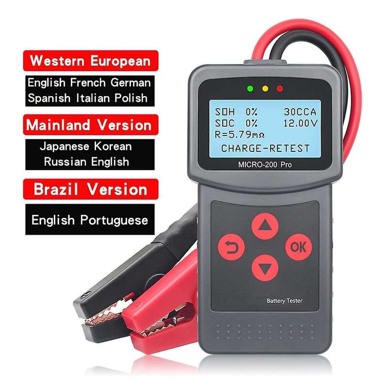 Micro-200 Pro Car Motorcycle Battery Tester 12/24v Multi-language Digital Battery System Analyzer fo