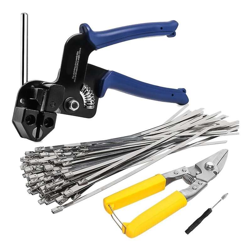 Metal Zip Ties Tool, Stainless Steel Zip Ties Kit,Duty Outdoor Adjustable Fastening Cable Tie Tool S