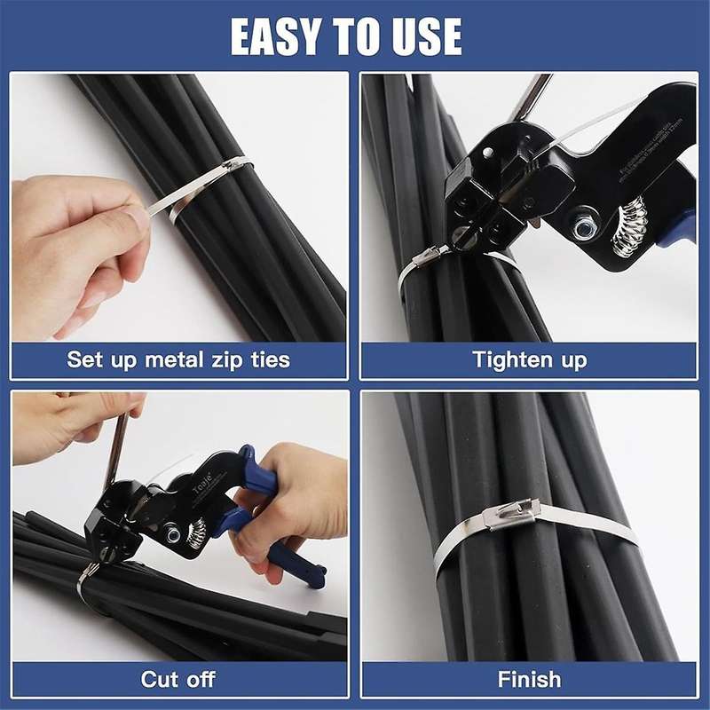 Metal Zip Ties Tool, Stainless Steel Zip Ties Kit,Duty Outdoor Adjustable Fastening Cable Tie Tool S
