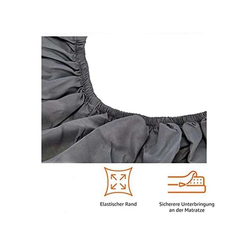 Microfiber , Fitted Sheet,dark Grey, 180 X 200 X 30 Cm