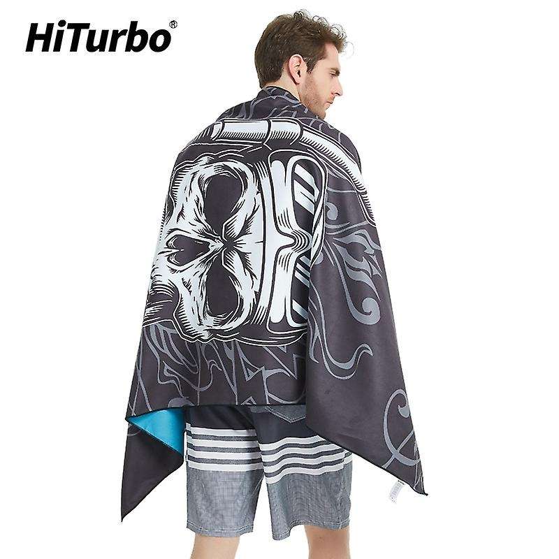 Microfiber Beach Poncho Towel Skull Hooded Changing Robe Water Absorbent Quick Dry Beach Towel for S