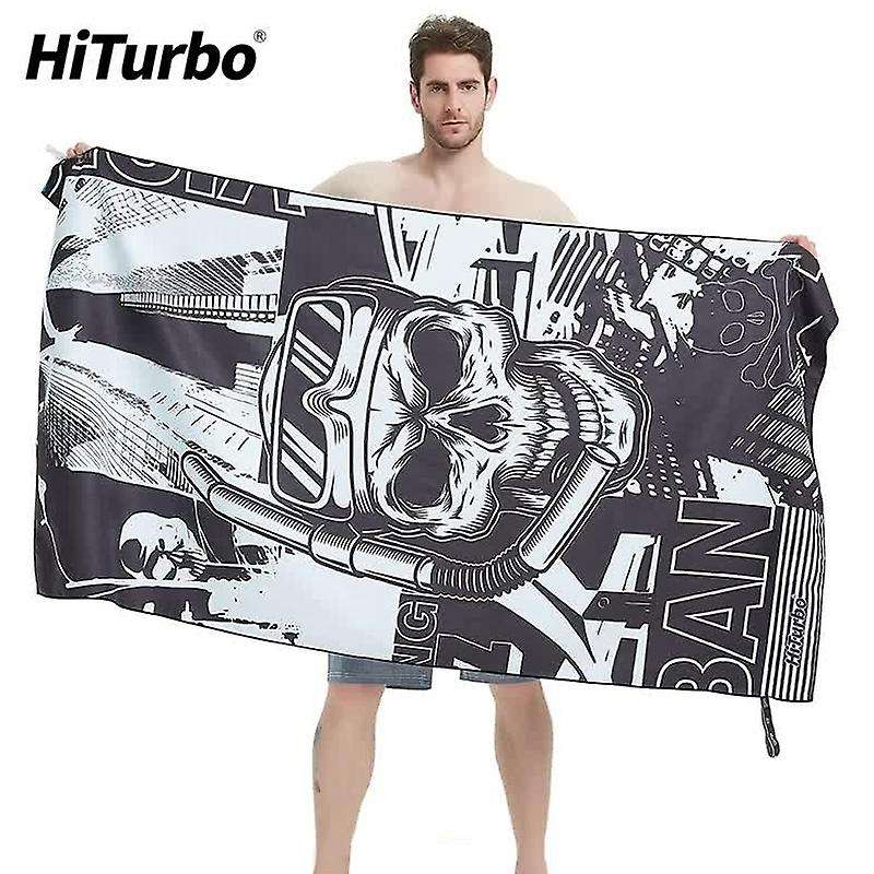 Microfiber Beach Poncho Towel Skull Hooded Changing Robe Water Absorbent Quick Dry Beach Towel for S