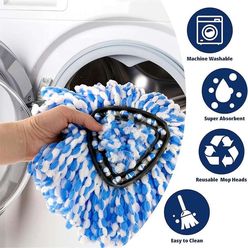 Microfiber Replacement Heads for RinseClean 2-Tank System Reusable Mop Pads for Hardwood Floor