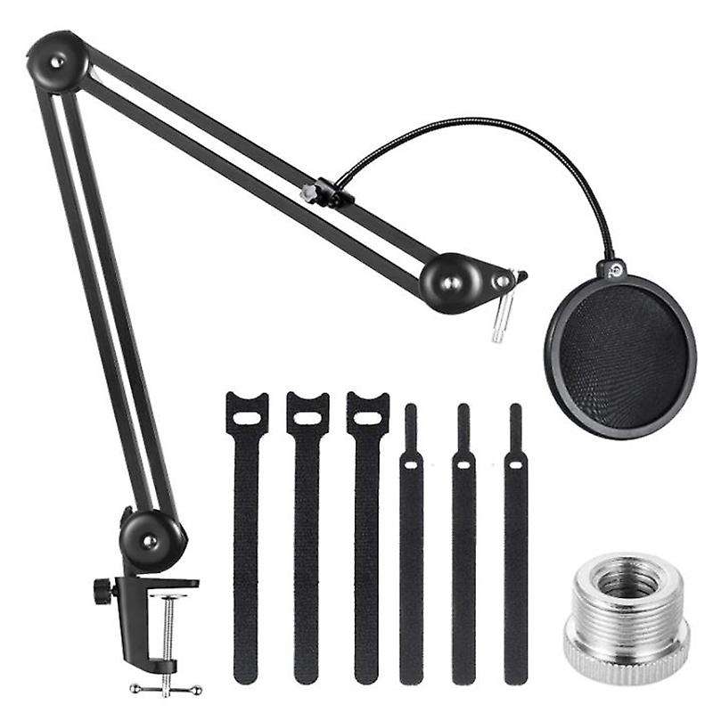 Microphone Stand,Mic Arm Stand Suspension Scissor Boom Stand with Blowout Prevention Net and Cable T