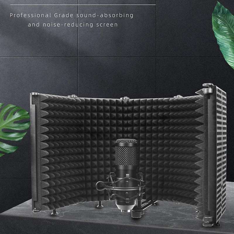 Microphone Wind Screen, Five-Door Soundproof Cover, Sound-Absorbing Blowout Prevention Net, Noise Re