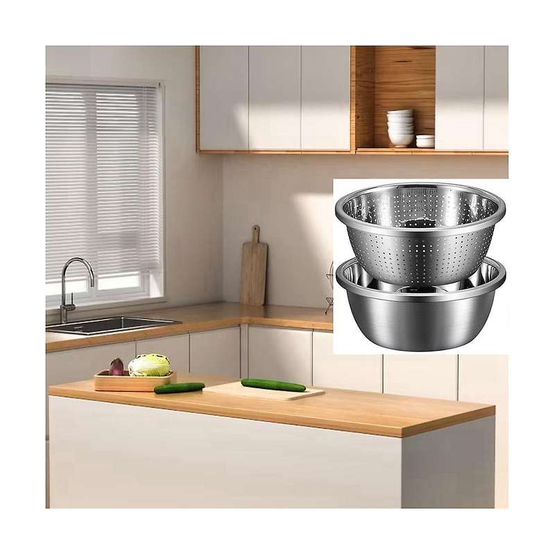 Microporous Colander,capacity with Mixing Bowl for Washing Vegetables, Fruit and Rice and for Drain