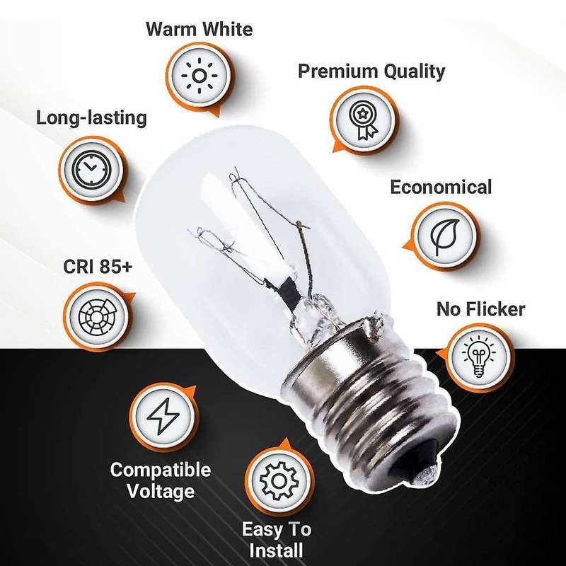 Microwave Light Bulb 40W E17 125V Replacement Part - Exact Fit for Microwaves and the Lava Lamps -