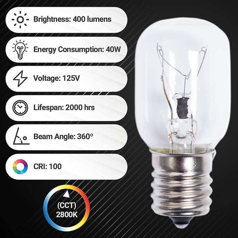 Microwave Light Bulb 40W E17 125V Replacement Part - Exact Fit for Microwaves and the Lava Lamps -