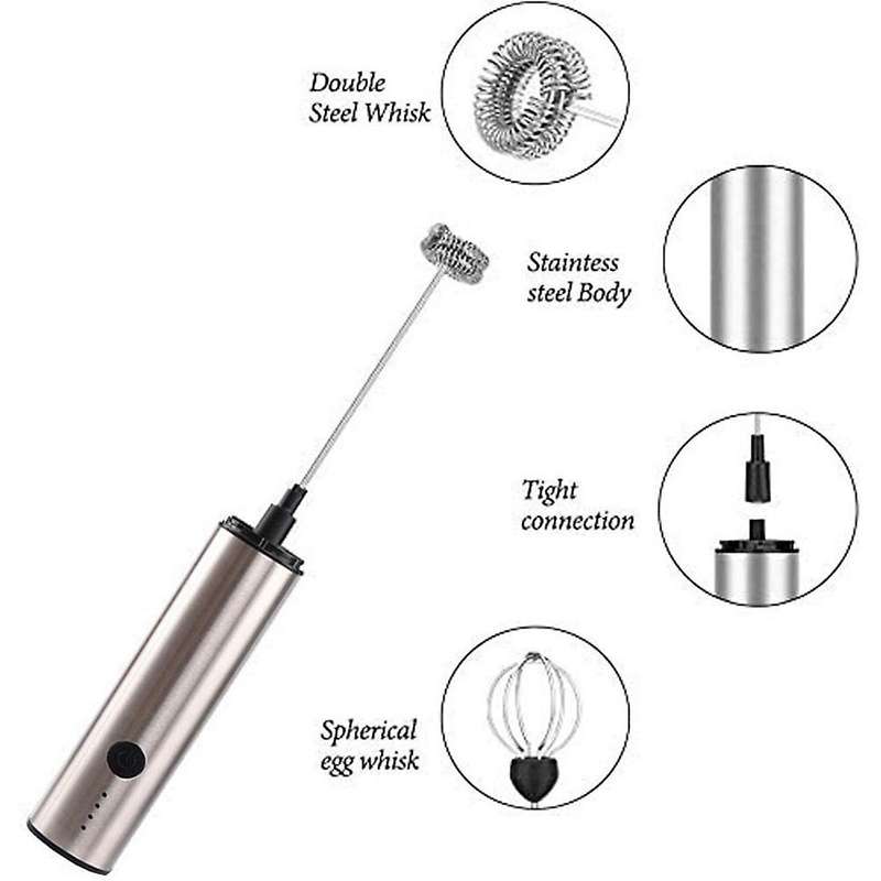 Milk Frother Handheld Electric Whisk,Coffee Frother USB Rechargeable 3 Speed Milk Foam Maker Drink M